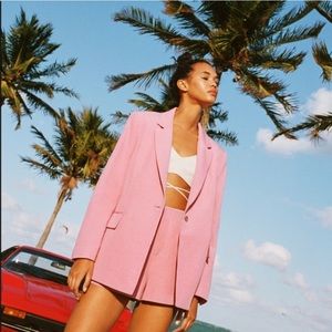 Zara new pink linen blazer and shorts set